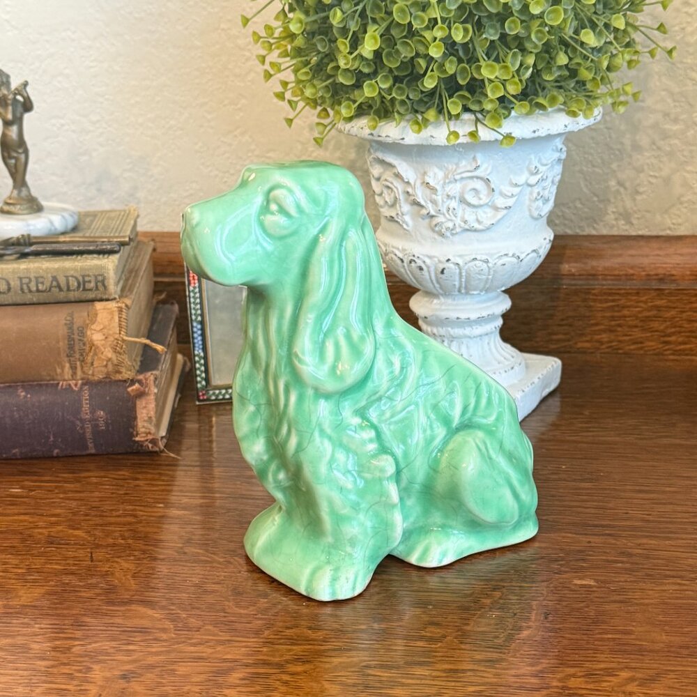 Vintage Shawnee Pottery Cocker Spaniel Planter in mint green - Picture 6 of 13